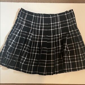 NOBO Black Plaid Pleated Mini Skirt with White Windowpane